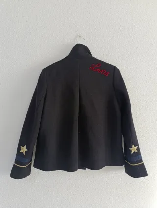 Abrigo marinero paño Zara azul y dorado