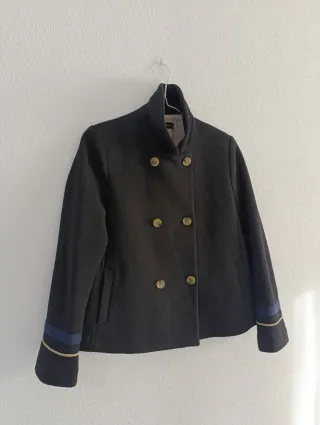 Abrigo marinero paño Zara azul y dorado