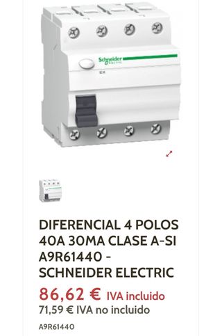Diferencial 4 Polos Schneider A9R61440