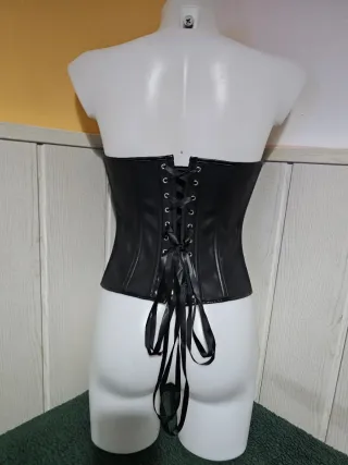 Corsé efecto piel negro con cremallera