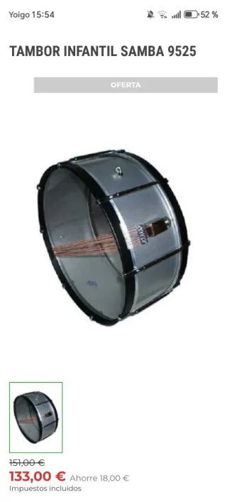 Tambor banda samba cadete 9525