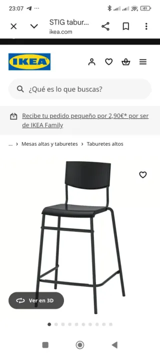 Taburete IKEA STIG negro metal