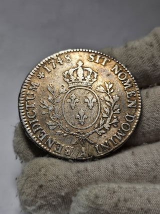 Moneda de plata 1 Ecu 1748 A de Francia París