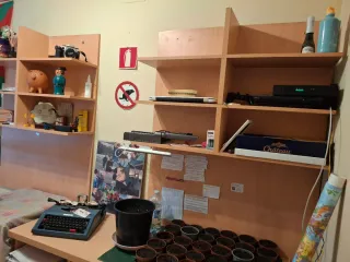 Estantería y escritorio de madera