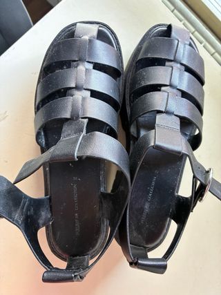 Sandalias negras plataforma mujer