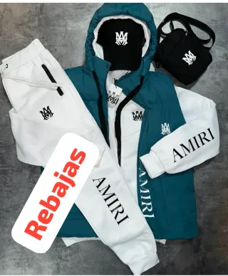Conjunto Amiri: Chaleco, Chándal, Gorra y Bolso