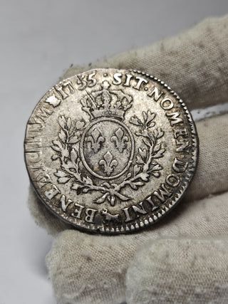 Moneda de plata 1 Ecu 1755 de Francia Pau