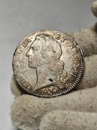 Moneda de plata 1 Ecu 1755 de Francia Pau