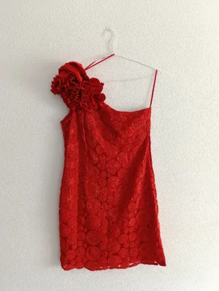 Vestido Rojo Fiesta Hombro Descubierto