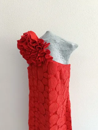 Vestido Rojo Fiesta Hombro Descubierto