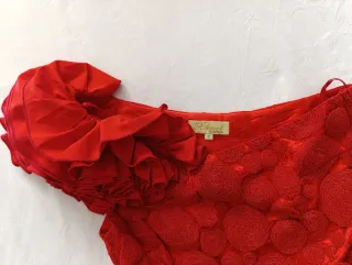 Vestido Rojo Fiesta Hombro Descubierto