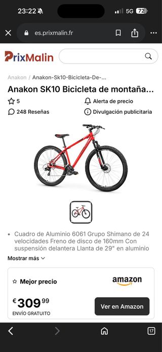 Bicicleta de montaña con ruedas 18 pulgadas