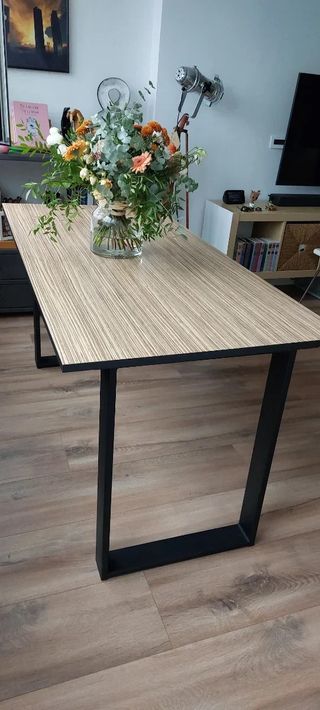 Mesa Comedor Industrial Madera y Metal 150x72