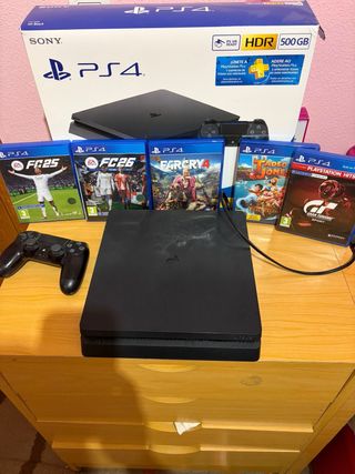 PS4 Slim 500GB + 4 Juegos + Mando