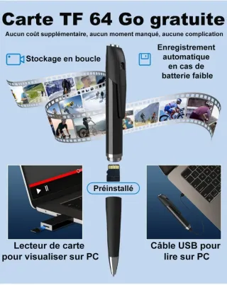 Bolígrafo Espía con Cámara y Accesorios