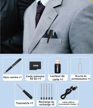 Bolígrafo Espía con Cámara y Accesorios