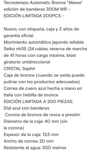 SUPER OFERTATecnotempo Marea Edición Limitada 200