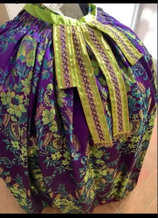 Traje Fallera Seda Morado y Verde