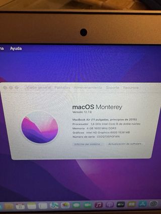 MacBook Air 2015 Plata. 11 pulgadaa