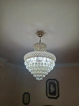 Lámpara araña cristal y 2 lámpara mesita