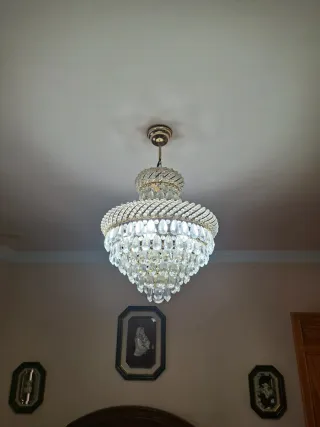 Lámpara araña cristal y 2 lámpara mesita