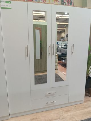 Armario 4 puertas blanco con espejos