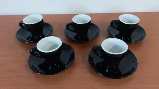 Juego 5 tazas de café negras