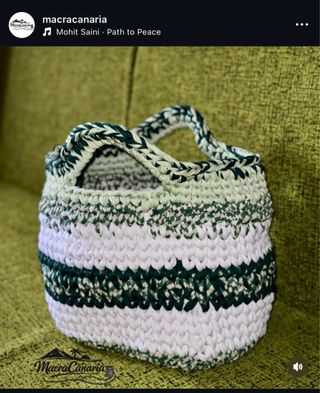 Bolso de ganchillo MacraCanaria verde y blanco