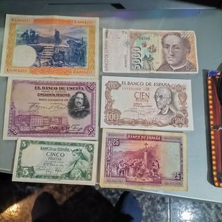 Lote 6 Billetes Españoles Pesetas Banco de España
