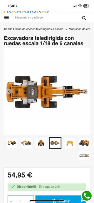 Excavadora de juguete a control remoto