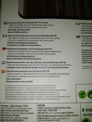 NUEVO.Protectores Pantalla Nintendo DSi XL Bigben