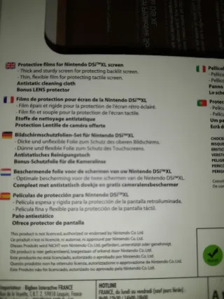 NUEVO.Protectores Pantalla Nintendo DSi XL Bigben