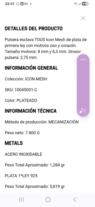 Pulsera Tous Corazón y Oso Plata