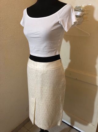 Falda Massimo Dutti Beige y Blanca