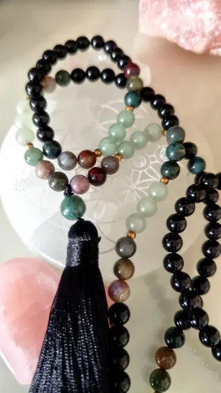 Collar Japa y Pulsera de Piedras Naturales