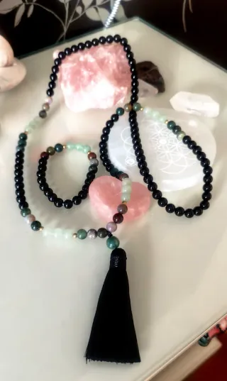 Collar Japa y Pulsera de Piedras Naturales