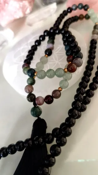 Collar Japa y Pulsera de Piedras Naturales