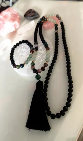 Collar Japa y Pulsera de Piedras Naturales