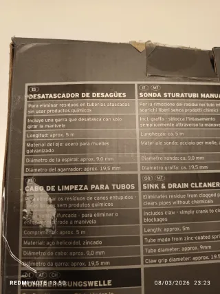 Desatascador manual Powerfix Profi 5m