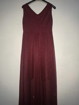 Vestito lungo elegante rosso scintillante