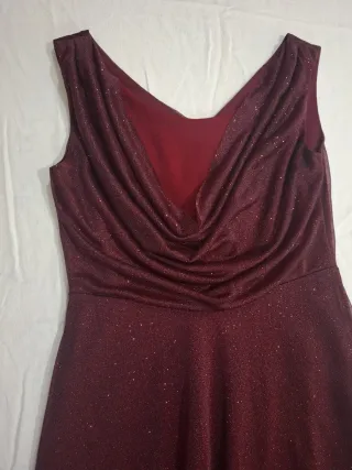Vestito lungo elegante rosso scintillante