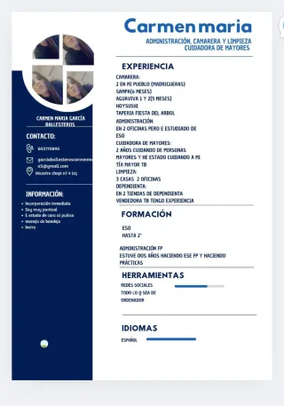 Busco empleo camarera turnos mañana