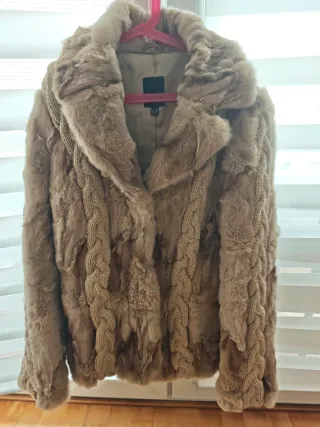 Abrigo Piel Zorro Luis Civit Beige/Marrón