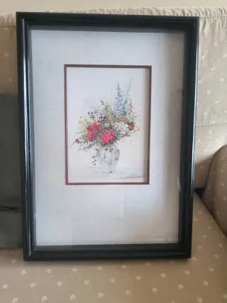 Cuadro Jarrón Flores Papel Madera