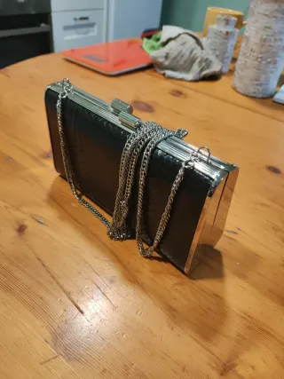 Bolso DRAP piel de serpiente negro