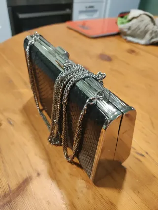 Bolso DRAP piel de serpiente negro