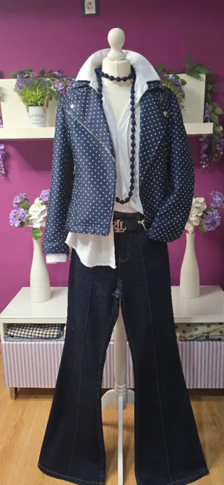 Chaqueta Cortefiel azul lunares