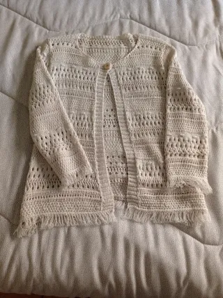 Cardigan traforato écru