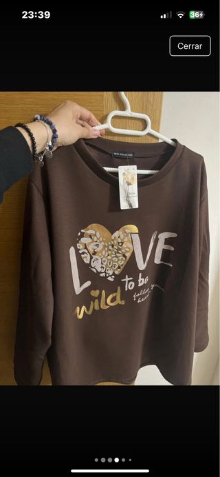 Sudadera mujer marrón y dorada
