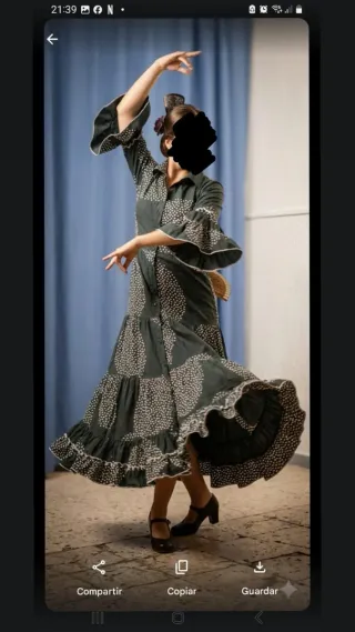 Bata flamenca lunares gris y blanco. Un solo uso.